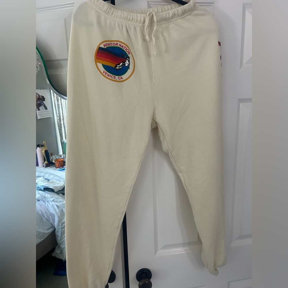 Cream aviator nation sweatpants